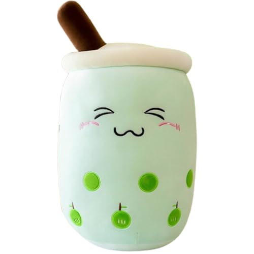 Xiyocadt Milchtee Becher Plüschtier, Panda Modell Eiscreme Variante Mädchen Kissen Figurenspielzeug Puppe, Matcha Erdbeere Simulations Strohhalm Kissen (70cm,Grün 1) von Xiyocadt