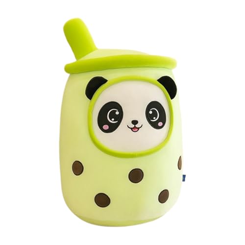 Xiyocadt Milchtee Becher Plüschtier, Panda Modell Eiscreme Variante Mädchen Kissen Figurenspielzeug Puppe, Matcha Erdbeere Simulations Strohhalm Kissen (70cm,Grüner Panda) von Xiyocadt