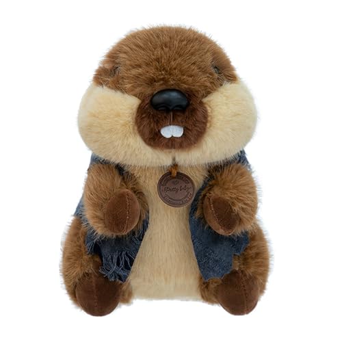 Xiyocadt Murmeltier Plüschpuppen, Braun Plüschtier Murmeltier Plüschtier,süße Weste Murmeltier Kinderspielzeug, realistisches Stofftier weiches Spielzeug, für Gastgeschenke (23cm) von Xiyocadt