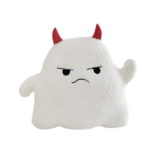 Xiyocadt Niedlich Kleines Gespenst Plüsch Puppen Halloween Zierkissen, Süßes Geister Plüschkissen, weiches Teufelskissen, Nickerchen Kissen Dekokissen Halloween Weihnachten Geschenke (30 * 23CM,Emo) von Xiyocadt