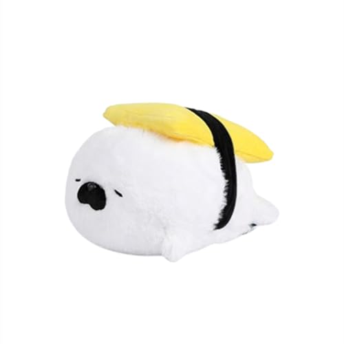 Xiyocadt Niedliche Robbe Pillow,Seehund Plüschtier Kissen Kawaii Robbe Tierkissen Kuscheltier Spielzeug for Kinder,Sushi Meer faul schlafen Kissen Puppe, Büro Nickerchen Artefakt (weiß,40cm) von Xiyocadt