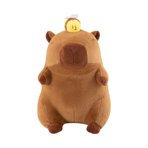 Xiyocadt Niedliches Capybara Kuscheltier mit Bienenpuppen, Simulation Tier Capybara Puppen, Kuscheltier Stofftier Capybara Plüsch Kissen Spielzeug Wurfkissen Geschenk für Kinder (40cm) von Xiyocadt