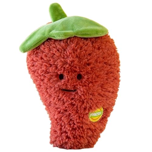 Xiyocadt Obst Gemüse Stofftier Plüschtier Kissen, 20cm Spielzeug Kuscheltier Puppe Wurfkissen für Mehrfarbig Kaufladen Kinderküche Kinder Mädchen Jungen (Chilischoten) von Xiyocadt