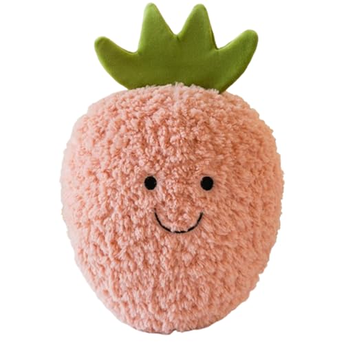 Xiyocadt Obst Gemüse Stofftier Plüschtier Kissen, 20cm Spielzeug Kuscheltier Puppe Wurfkissen für Mehrfarbig Kaufladen Kinderküche Kinder Mädchen Jungen (Erdbeeren) von Xiyocadt