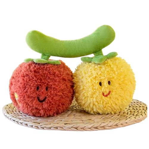Xiyocadt Obst Gemüse Stofftier Plüschtier Kissen, 20cm Spielzeug Kuscheltier Puppe Wurfkissen für Mehrfarbig Kaufladen Kinderküche Kinder Mädchen Jungen (Kirschtomaten) von Xiyocadt