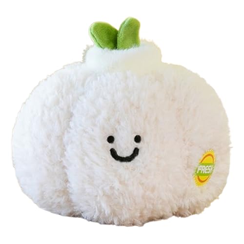 Xiyocadt Obst Gemüse Stofftier Plüschtier Kissen, 20cm Spielzeug Kuscheltier Puppe Wurfkissen für Mehrfarbig Kaufladen Kinderküche Kinder Mädchen Jungen (Knoblauch) von Xiyocadt