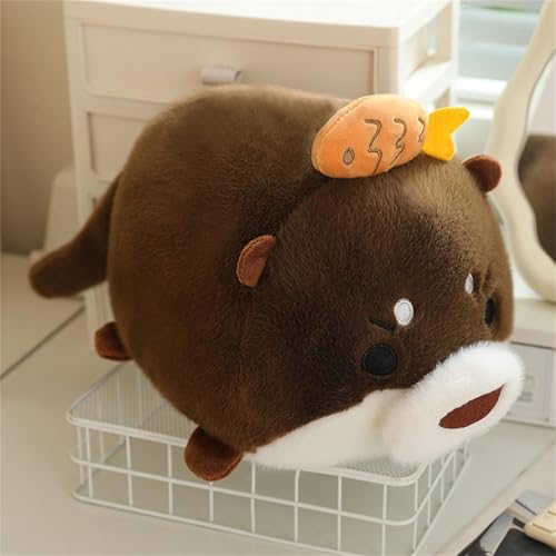 Xiyocadt Otter Plüschtier Klein,Otter Stofftier, Zum Kuscheln & Spielen,Plushie Puppen Stofftier Geschenke,Quietschendes Spielzeug, Sanftes Spielzeug Für Kinder Und Erwachsene (20cm,kaffeebraun) von Xiyocadt