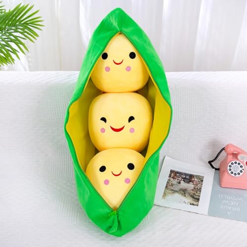 Xiyocadt PEA Pack, Plüschspielzeug PEA Pod Puppe Plüschtier Kissen Niedliches Spielzeug Erbsenschoten zum Spielen und Kuscheln, weich für Mädchen, Jungen und Babies (95cm,gelb (Farbe)) von Xiyocadt