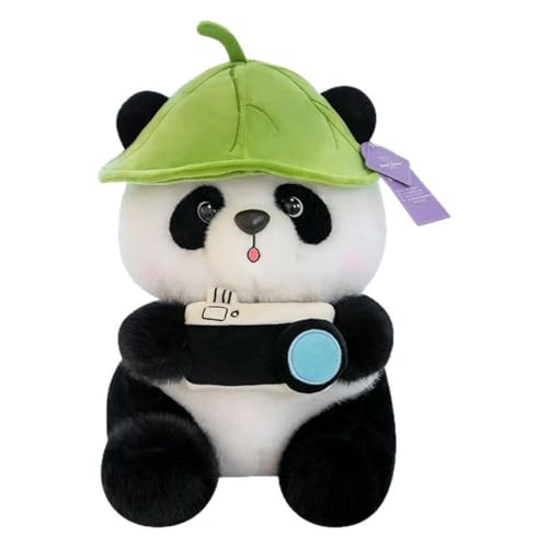 Xiyocadt Panda Plüschtier mit Blättern auf dem Kopf Niedliches Panda Plüschtier Niedliche Spielzeugpuppe Kindergeschenk (40cm) von Xiyocadt