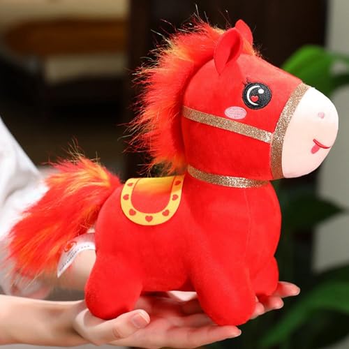 Xiyocadt Pferd Plüschtier,Pony Spielzeug Stofftier Toys,Klein Pferde Plüsch Kuscheltier Plüscpuppe Wurfkissen Geschenk für Kinder Jungen und Mädchen (20cm,Rot) von Xiyocadt