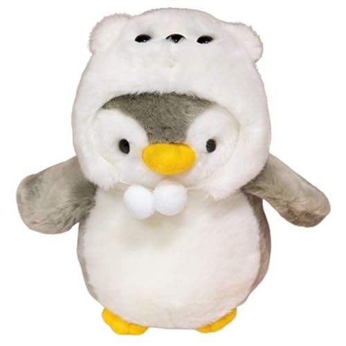 Xiyocadt Pinguine in Kleidung Stofftier Plüschtier Kissen, 25cm Süß Zum Kuscheln & Spielen Kuscheltier Plüschpuppen, Freunde Ermutigung Dekoration Spielzeug Geschenke für Mädchen Jungen (grau) von Xiyocadt