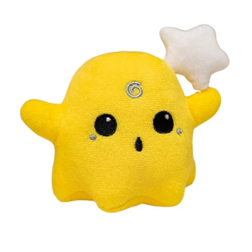 Xiyocadt Plüschpuppen-Schlüsselanhänger,Halloween Kuscheltier Gespenster,Niedlich Schlüsselanhänger Anhänger,Halloween Deko Geisterplüsch Geisterkissen,Kinder Geschenk Deko (12cm,gelb) von Xiyocadt