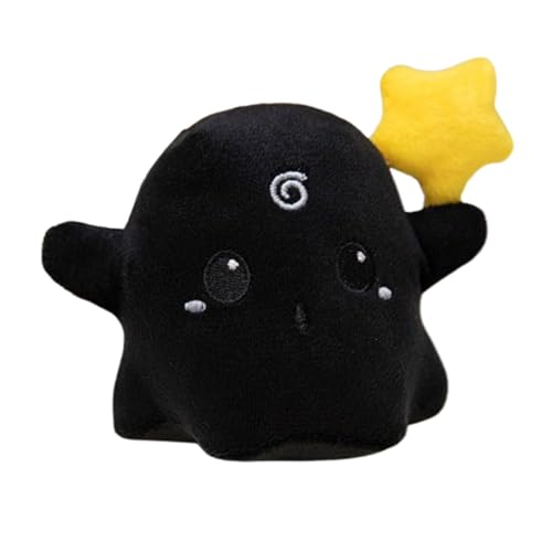 Xiyocadt Plüschpuppen-Schlüsselanhänger,Halloween Kuscheltier Gespenster,Niedlich Schlüsselanhänger Anhänger,Halloween Deko Geisterplüsch Geisterkissen,Kinder Geschenk Deko (12cm,schwarz) von Xiyocadt