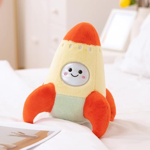 Xiyocadt Plüschtier Astronaut Kawaii Kuscheltier, Plüsch Welpen Hundespielzeug, Niedliche Kuschelkissen Raketen Plüschspielzeug, Rakete Weltraum Plüschtiere für Kinderzimmer Jungen (30cm,Gelb) von Xiyocadt