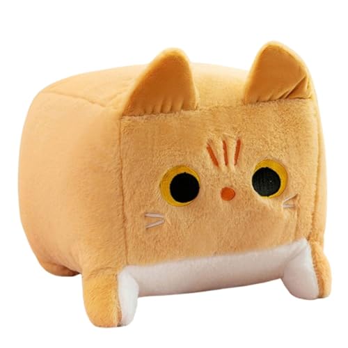 Xiyocadt Plüschtier Katze, niedliches Katzen-Stofftier, weiche Plüsch-Katzen-Stoffpuppe, Katzenpuppe, Plüschkissen, Kindergeschenk (20 bis 40 cm) (25cm,Braune Katze) von Xiyocadt