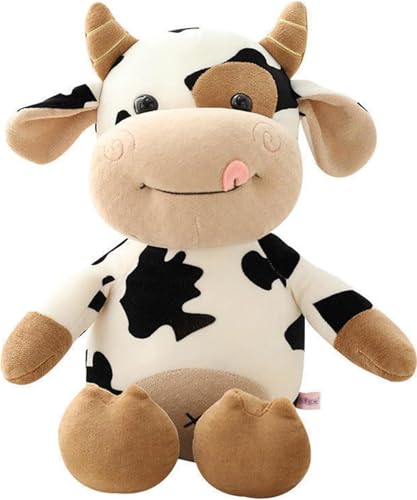 Xiyocadt Plüschtier Milchkuh Puppe Stofftier Kissen Kuscheltier Milchkuh, Cartoon Vieh Kalb Puppe zum Spielen und Kuscheln, Weiches Schmusetier für Mädchen, Jungen, Babys (30cm,Kühe) von Xiyocadt