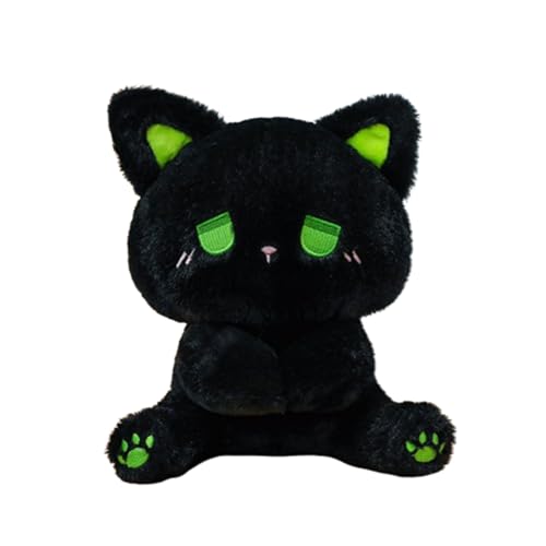 Xiyocadt Plush Doll Toy Weichgefüllte Tierkissen für Kinder und Erwachsene, Interaktiver hautfreundlicher Kitty Plüsch,Kuschelige süße Katzenspielzeug für Schlafzimmer Wohnzimmer (23cm,schwarz) von Xiyocadt