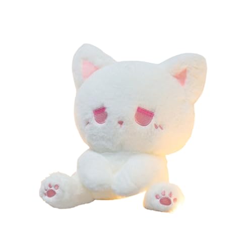 Xiyocadt Plush Doll Toy Weichgefüllte Tierkissen für Kinder und Erwachsene, Interaktiver hautfreundlicher Kitty Plüsch,Kuschelige süße Katzenspielzeug für Schlafzimmer Wohnzimmer (40cm,weiß) von Xiyocadt