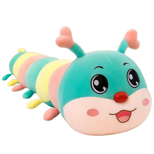 Xiyocadt Regenbogen Raupe,Niedliches Raupen-Plüschtier, gefüllt, kuschelig, weich, gemütliches Bett, Beinkissen, Spielzimmer, Puppe, Geburtstagsgeschenk für Freundin, Kinder (90cm,Blau) von Xiyocadt