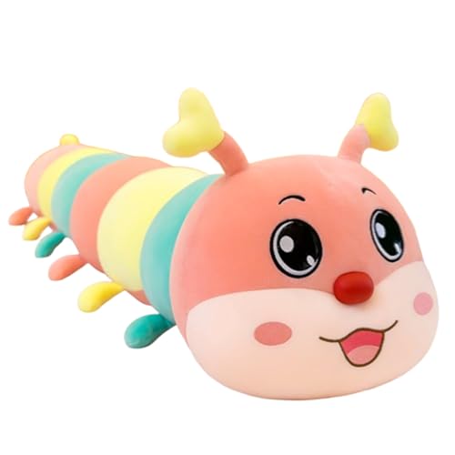 Xiyocadt Regenbogen Raupe,Niedliches Raupen-Plüschtier, gefüllt, kuschelig, weich, gemütliches Bett, Beinkissen, Spielzimmer, Puppe, Geburtstagsgeschenk für Freundin, Kinder (90cm,Rosa) von Xiyocadt