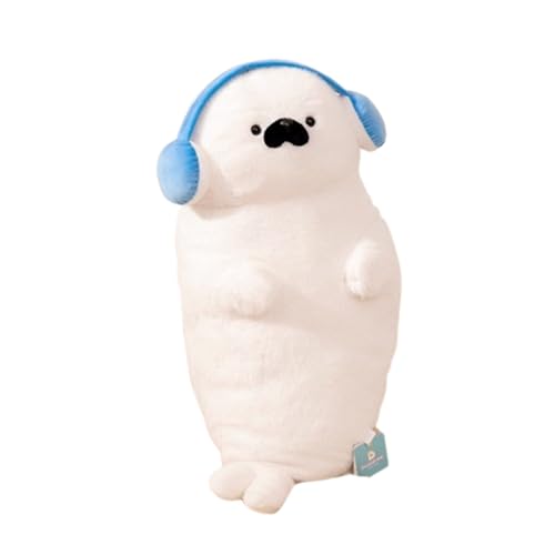 Xiyocadt Robben-Kuscheltiere, niedliche Robben-Kuscheltiere zum Spielen und Kuscheln, geeignet für Mädchen, Jungen und Babies (70cm,Kopfhörer - (Weiß)) von Xiyocadt