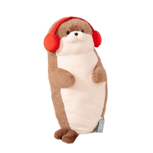 Xiyocadt Robben-Kuscheltiere, niedliche Robben-Kuscheltiere zum Spielen und Kuscheln, geeignet für Mädchen, Jungen und Babies (70cm,Kopfhörer - (braun)) von Xiyocadt