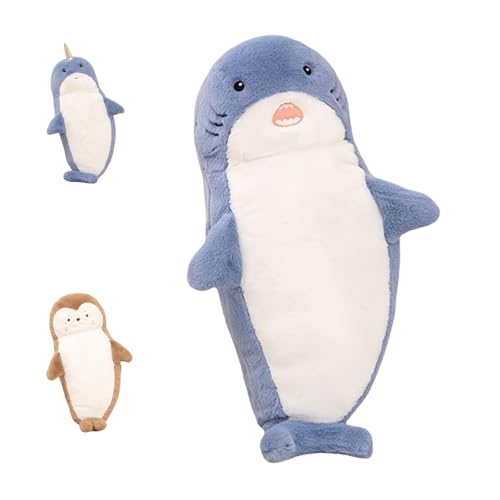 Xiyocadt Robben Wal Hai Plüschen Spielzeug, Meerestiere Plüsch Umarmung Kissen, Cartoon Plush Kuscheltier, Kuschelweiche Plüschkissen, Geburtstagsgeschenke für Kinder, Freunde und Familie (Haie) von Xiyocadt