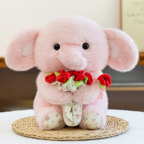 Xiyocadt ﻿ Rose Blumenstrauß Elefant Kuscheltier,Stofftier aus Weichem Plüsch,Niedliches Plüschtier Zum Kuscheln und Spielen,für Kinder & Erwachsene für Kinderzimmer,Raumdekoration (30cm,Rosa) von Xiyocadt