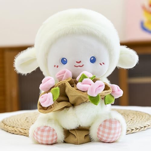 Xiyocadt Rose Lamm Plüschtier Lamm Kuscheltier Süße Plüsch Lamm mit Rose Plushie, Kuscheltier Schaf Stofftier Plush Toy,Für Kinder Und Freundin, Geburtstagsgeschenke, Kindertag (30cm,Rosa) von Xiyocadt