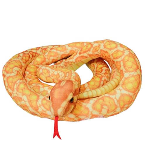 Xiyocadt Schlange Kuscheltier Weiche Gefüllte, Realistische Schlange Streich Plüsch Stofftier, Schlangenspielzeug für Tricky Aprilscherz Party Prank Requisiten (200CM,Gelbblühende Schlange) von Xiyocadt
