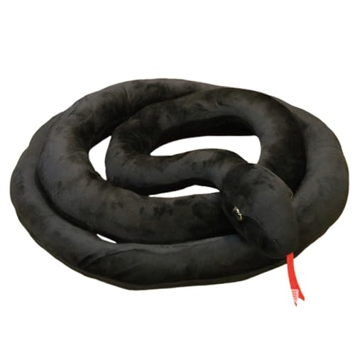 Xiyocadt Schlange Kuscheltier Weiche Gefüllte, Realistische Schlange Streich Plüsch Stofftier, Schlangenspielzeug für Tricky Aprilscherz Party Prank Requisiten (200CM,Schwarz) von Xiyocadt