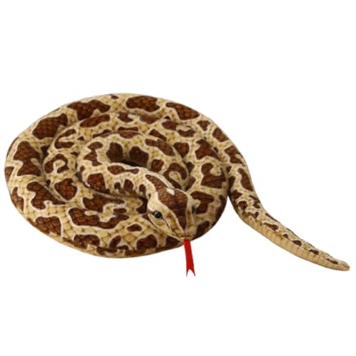 Xiyocadt Schlange Kuscheltier Weiche Gefüllte, Realistische Schlange Streich Plüsch Stofftier, Schlangenspielzeug für Tricky Aprilscherz Party Prank Requisiten (300CM,Braun) von Xiyocadt