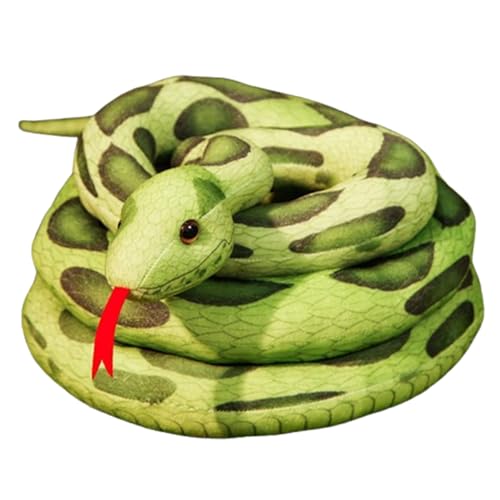 Xiyocadt Schlange Kuscheltier Weiche Gefüllte, Realistische Schlange Streich Plüsch Stofftier, Schlangenspielzeug für Tricky Aprilscherz Party Prank Requisiten (300CM,Geflecktes Grün) von Xiyocadt