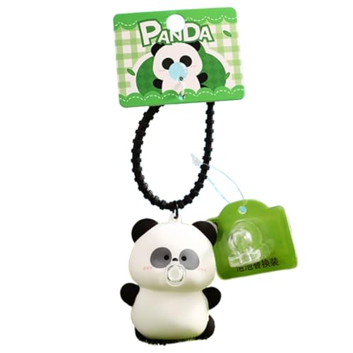 Xiyocadt Schlüsselanhänger Spielzeug, Silikon-Panda-Puppe Spielzeug, niedliche Tier-Schlüsselanhänger, Panda-Anhänger (Tanzender, Blasen blasender Panda - Klein (Tie-Down Version)) von Xiyocadt
