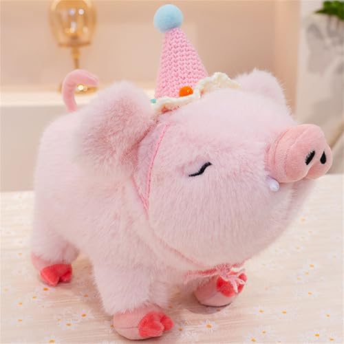 Xiyocadt Schwein Kuscheltier, Plüsch Schweinchen, Süßes Wildschwein Kuscheltier, Weiches Schwein Plüschtier, Niedliches Plüschtier für Kinder und Erwachsene (30 cm,Rosa–Hut) von Xiyocadt