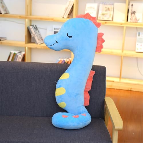 Xiyocadt Seepferdchen Kuscheltier Süße Seepferdchen Plüschtier Stofftier, Spielzeug Ausgestopftes Tier,Weihnachten Party Geburtstag Halloween Heimat Schmücken, Kissen Geschenk (140cm,blau) von Xiyocadt