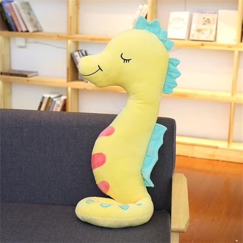 Xiyocadt Seepferdchen Kuscheltier Süße Seepferdchen Plüschtier Stofftier, Spielzeug Ausgestopftes Tier,Weihnachten Party Geburtstag Halloween Heimat Schmücken, Kissen Geschenk (140cm,gelb) von Xiyocadt