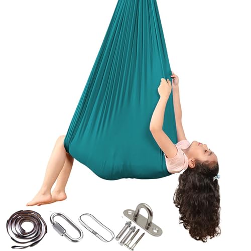 Xiyocadt Sensorische Schaukel Tuch, Outdoor Sensorische Schaukeltuch, Tuchschaukel Frauen und Männer Indoor Therapie, Stretch Sensory Hängematte (280x150 cm,Dunkelgrün) von Xiyocadt