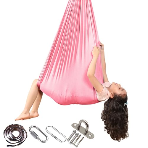 Xiyocadt Sensorische Schaukel Tuch, Outdoor Sensorische Schaukeltuch, Tuchschaukel Frauen und Männer Indoor Therapie, Stretch Sensory Hängematte (280x150 cm,Rosa) von Xiyocadt