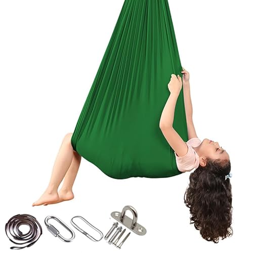 Xiyocadt Sensory Swing, Schaukel für Autisten, Indoor Tuchschaukel für Kinder, Grau Tuchschaukel Kinder Indoor, Tuchschaukel Frauen und Männer Indoor Therapie (280x100 cm,Dunkelgrün) von Xiyocadt