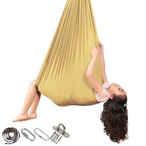 Xiyocadt Sensory Swing, Schaukel für Autisten, Indoor Tuchschaukel für Kinder, Grau Tuchschaukel Kinder Indoor, Tuchschaukel Frauen und Männer Indoor Therapie (280x150 cm,Gold) von Xiyocadt