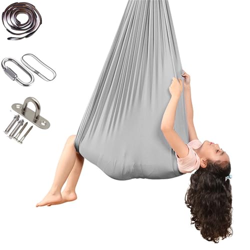 Xiyocadt Sensory Swing, Schaukel für Autisten, Indoor Tuchschaukel für Kinder, Grau Tuchschaukel Kinder Indoor, Tuchschaukel Frauen und Männer Indoor Therapie (280x150 cm,Grau) von Xiyocadt
