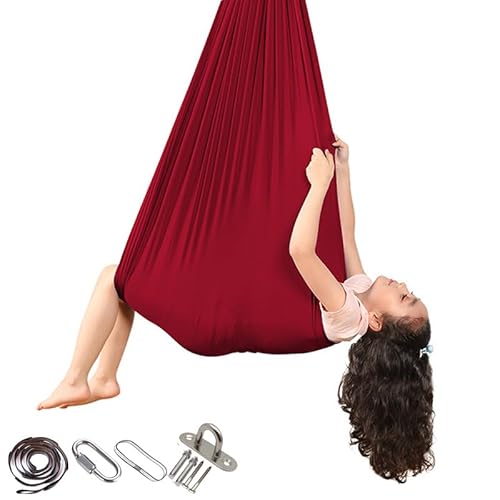 Xiyocadt Sensory Swing, Schaukel für Autisten, Indoor Tuchschaukel für Kinder, Grau Tuchschaukel Kinder Indoor, Tuchschaukel Frauen und Männer Indoor Therapie (280x150 cm,Weinrot) von Xiyocadt