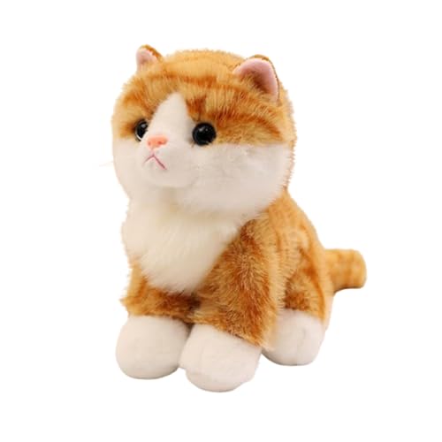 Xiyocadt Simulation Kurzhaar Nette Katze Puppe,Katze Lebensecht Kuscheltier,Orange Getigert Mit Recycelter Füllung,Katzes Plüschtier Weiches Stofftier Für Kinder Und Babys (20cm,Orange) von Xiyocadt