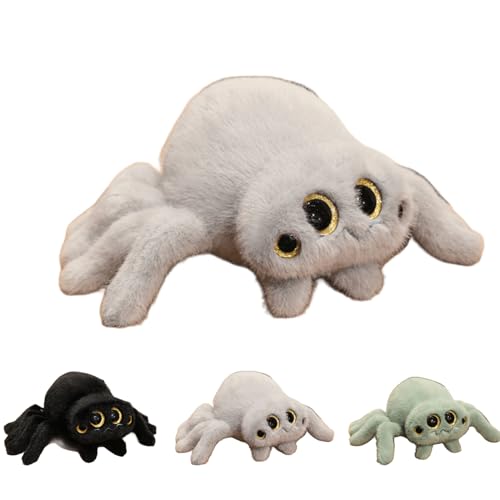 Xiyocadt Simulation Spinne Kuscheltier,Lebensechte Spinne Plüschtier Puppe, Kuscheltier Vieräugige Spinne Plüschtier Wurfkissen, Geschenk für Erwachsene Und Kinder Halloween (16×25cm,Grau) von Xiyocadt