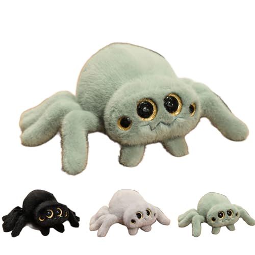 Xiyocadt Simulation Spinne Kuscheltier,Lebensechte Spinne Plüschtier Puppe, Kuscheltier Vieräugige Spinne Plüschtier Wurfkissen, Geschenk für Erwachsene Und Kinder Halloween (16×25cm,Grün) von Xiyocadt