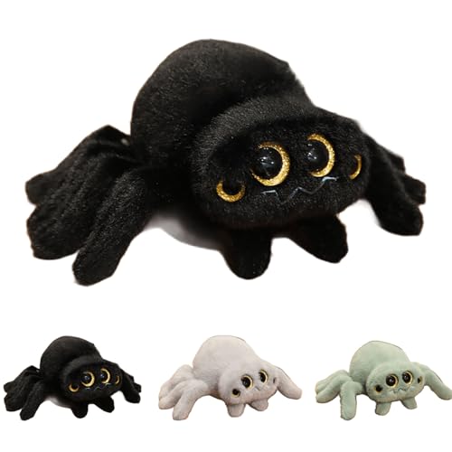 Xiyocadt Simulation Spinne Kuscheltier,Lebensechte Spinne Plüschtier Puppe, Kuscheltier Vieräugige Spinne Plüschtier Wurfkissen, Geschenk für Erwachsene Und Kinder Halloween (16×25cm,schwarz) von Xiyocadt