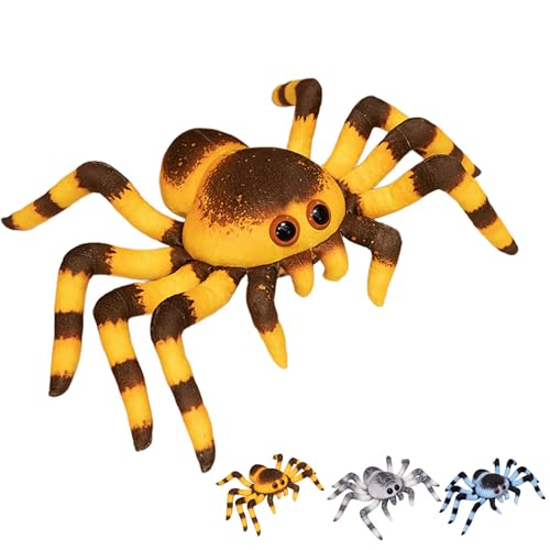 Xiyocadt Simulation Spinne Kuscheltier,Plüschtier für Kinder Spinne, Kuscheltier Spinne Weiches, kuscheliges Stofftier,Lustige Spinne Plüsch Spielzeug für Geburtstag, Scherz, Ostern (20cm,Gelb) von Xiyocadt
