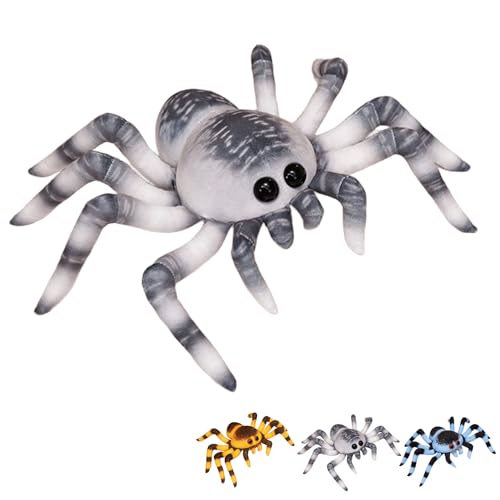 Xiyocadt Simulation Spinne Kuscheltier,Plüschtier für Kinder Spinne, Kuscheltier Spinne Weiches, kuscheliges Stofftier,Lustige Spinne Plüsch Spielzeug für Geburtstag, Scherz, Ostern (20cm,Grau) von Xiyocadt