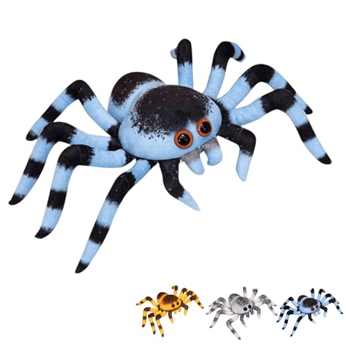 Xiyocadt Simulation Spinne Kuscheltier,Plüschtier für Kinder Spinne, Kuscheltier Spinne Weiches, kuscheliges Stofftier,Lustige Spinne Plüsch Spielzeug für Geburtstag, Scherz, Ostern (30cm,Blau) von Xiyocadt